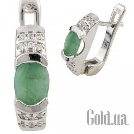 Серьги Серебряные серьги с агатами и куб. циркониями