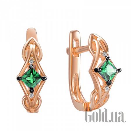Серьги Золотые серьги с бриллиантами и изумрудами