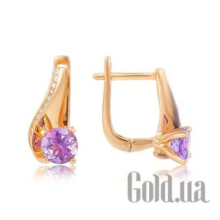 Серьги Золотые серьги с аметистами и куб. циркониями