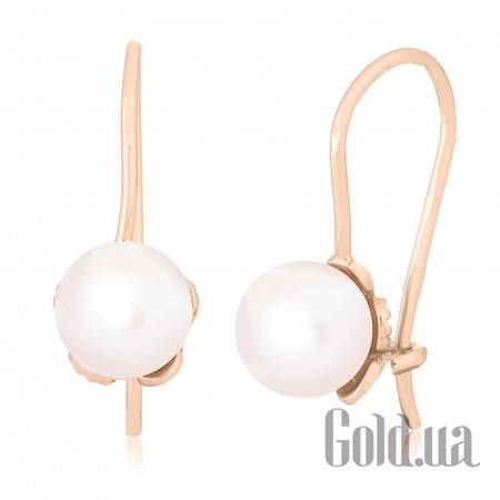 Серьги Серебряные серьги  с жемчугом в позолоте