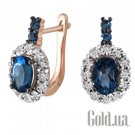 Серьги Золотые серьги с бриллиантами и топазами