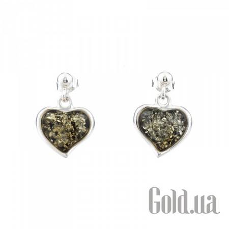 Серьги с подвесками Серебряные серьги с янтарем