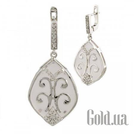Серьги с подвесками Серебряные серьги с кварцами и куб. циркониями