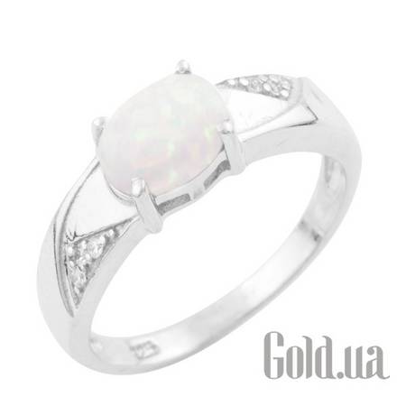 Кольцо Серебряное кольцо с куб. циркониями и опалом, 17