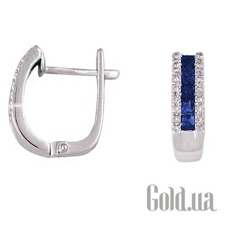 Серьги Золотые серьги с бриллиантами и сапфирами