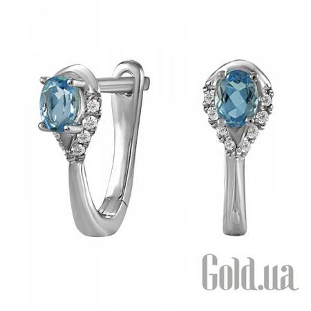 Серьги Золотые серьги с бриллиантами и топазами