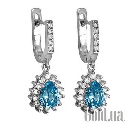 Серьги с подвесками Серебряные серьги с куб. циркониями