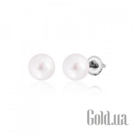 Серьги-гвоздики Серебряные серьги с синт. жемчугом