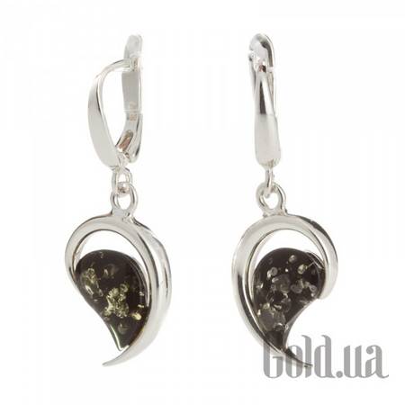 Серьги с подвесками Серебряные серьги с янтарем