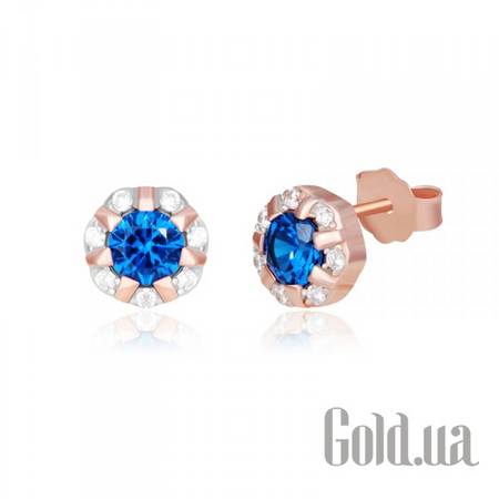 Серьги-гвоздики Серебряные серьги с куб. циркониями в позолоте