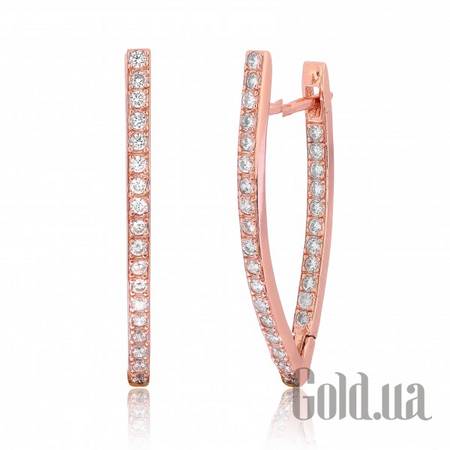 Серьги Серебряные серьги с  куб. циркониями в позолоте