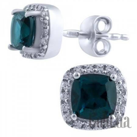 Серьги-гвоздики Серебряные серьги с топазами и куб. циркониями