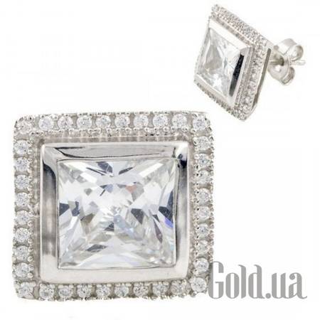 Серьги-гвоздики Серебряные серьги с куб. циркониями