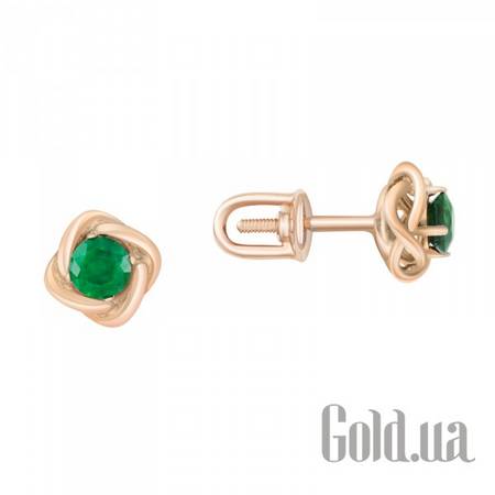 Серьги-гвоздики Золотые серьги с изумрудами
