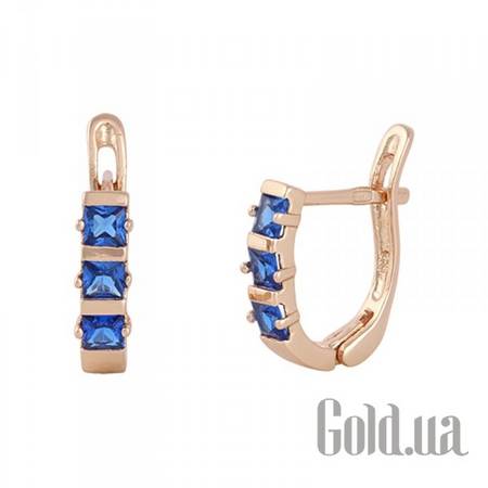 Серьги Серебряные серьги с куб. циркониями в позолоте