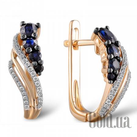 Серьги Золотые серьги с бриллиантами и сапфирами