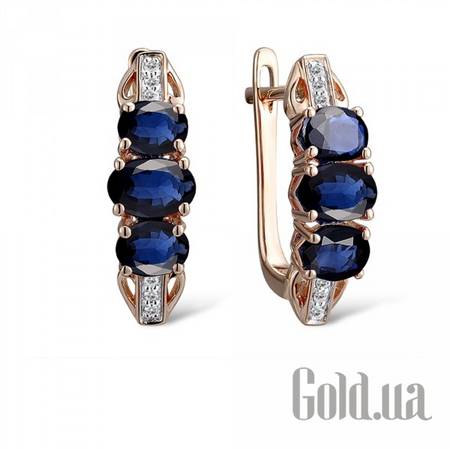 Серьги Золотые серьги с бриллиантами и сапфирами