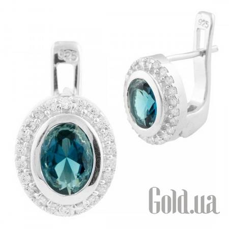 Серьги Серебряные серьги с топазами и куб.циркониями