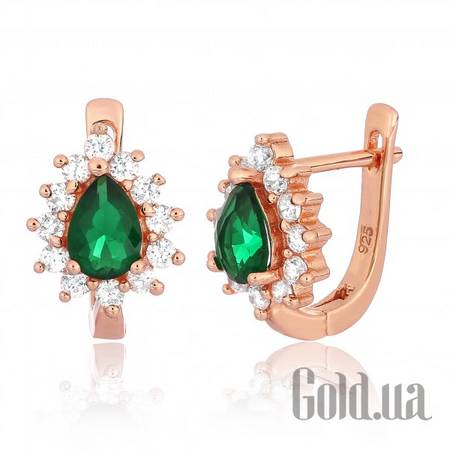 Серьги Серебряные серьги с  куб. циркониями в позолоте