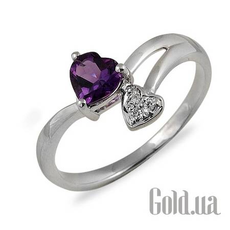 Кольцо Золотое кольцо с бриллиантами и аметистом, 16.5