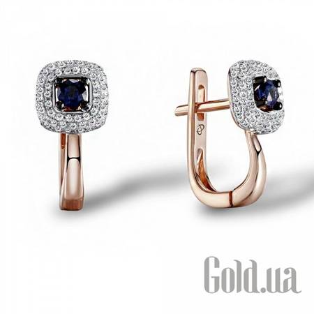 Серьги Золотые серьги с бриллиантами и сапфирами