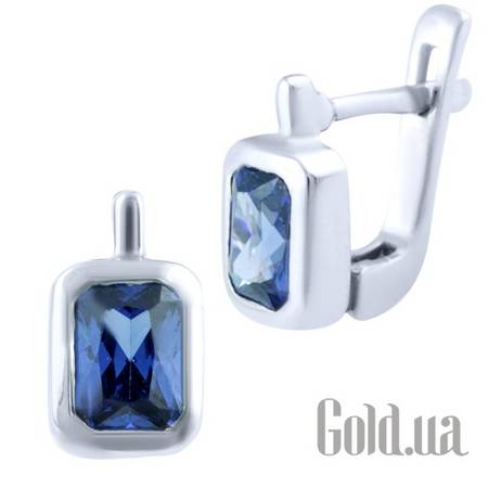 Серьги Серебряные серьги с синт. танзанитами
