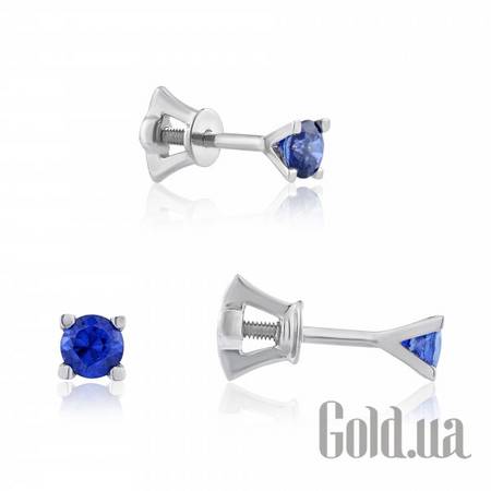 Серьги-гвоздики Золотые серьги с сапфирами