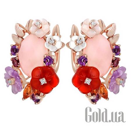 Серьги Золотые серьги с бриллиантами и драгоценными камнями