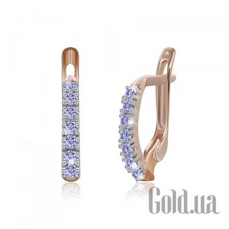 Серьги Серебряные серьги с куб. циркониями в позолоте