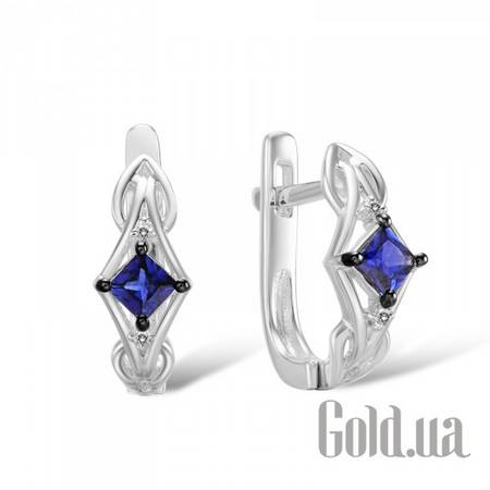 Серьги Золотые серьги с бриллиантами и сапфирами