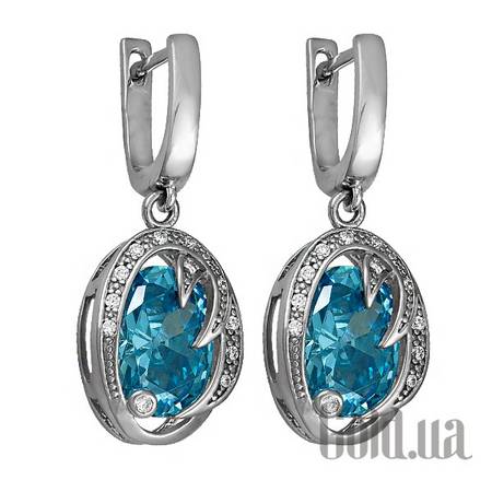Серьги с подвесками Серебряные серьги с куб. циркониями