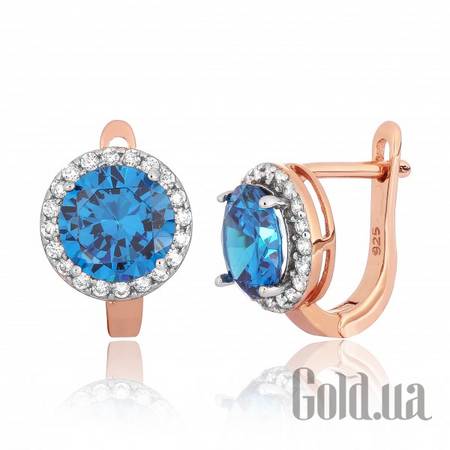 Серьги Серебряные серьги с  куб. циркониями в позолоте