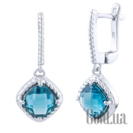 Серьги с подвесками Серебряные серьги с топазами