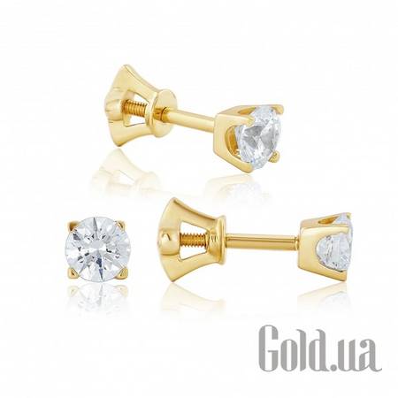 Серьги-гвоздики Золотые серьги с цирконием Swarovski Zirconia