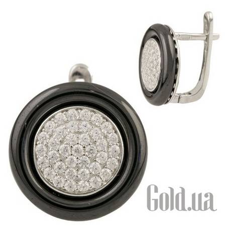 Серьги Серебряные серьги с керамикой и куб. циркониями