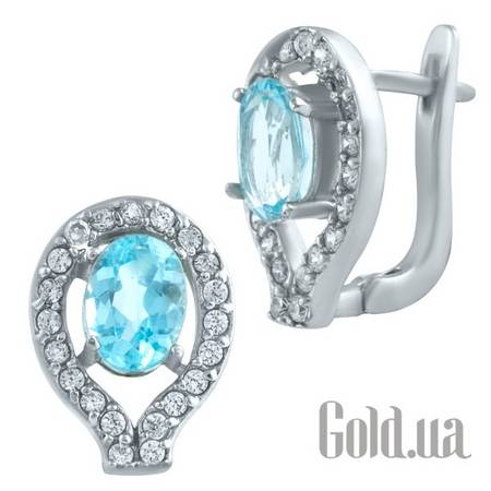 Серьги Серебряные серьги с топазами и куб.циркониями