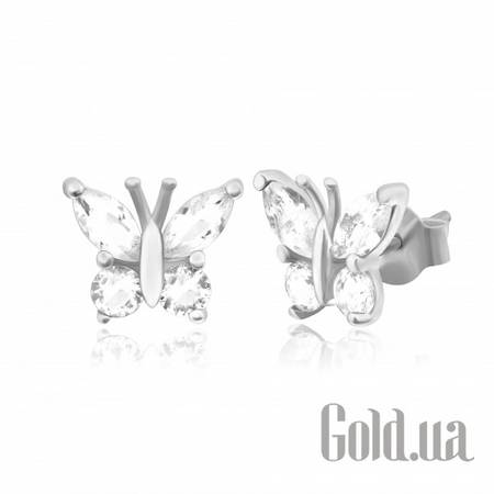 Серьги-гвоздики Серебряные серьги с куб. циркониями