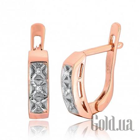Серьги Серебряные серьги с  куб. циркониями в позолоте