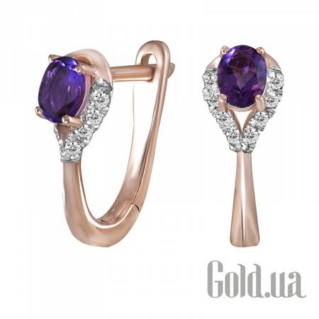 Серьги Золотые серьги с бриллиантами и аметистами