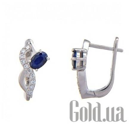 Серьги Серебряные серьги с сапфирами и куб. циркониями