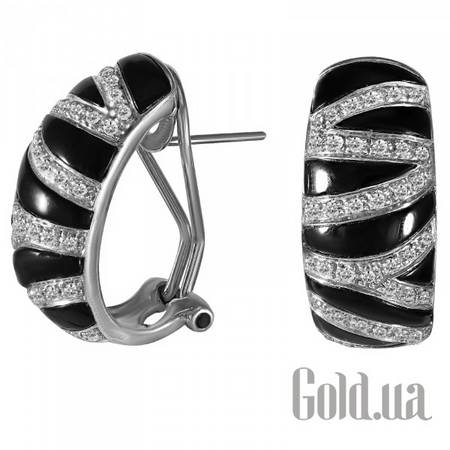 Серьги Золотые серьги с бриллиантами и агатами