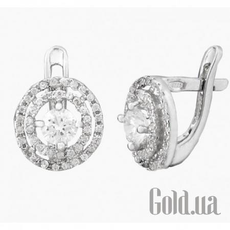 Серьги Серебряные серьги  с куб. циркониями