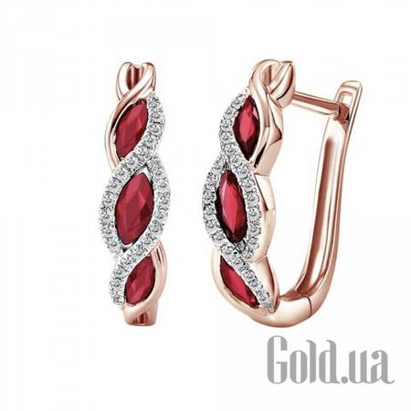 Серьги Золотые серьги с бриллиантами и рубинами