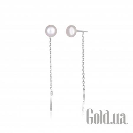 Серьги с подвесками Серебряные серьги с жемчугом
