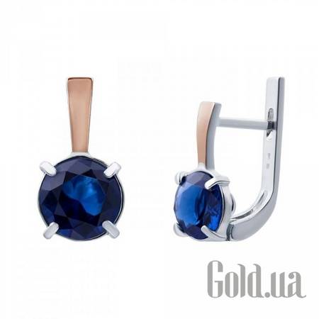 Серьги Серебряные серьги с куб. циркониями и вставками из золота