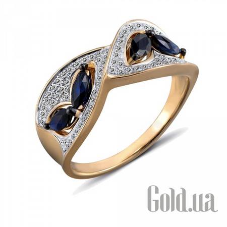 Кольцо Женское золотое кольцо с бриллиантами и сапфирами, 17