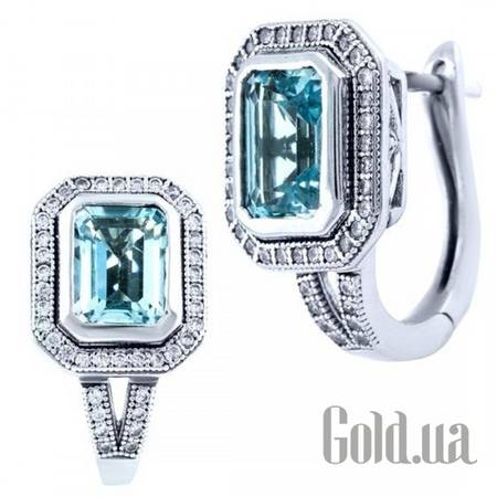 Серьги Серебряные серьги с топазами и куб. циркониями