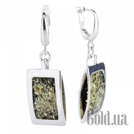 Серьги с подвесками Серебряные серьги с янтарем