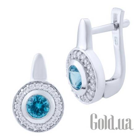 Серьги Серебряные серьги с топазами и куб.циркониями