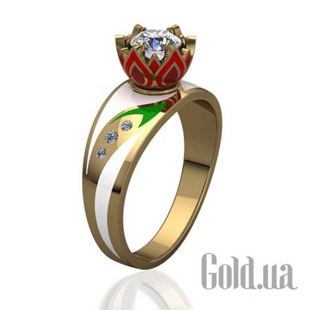 Кольцо Золотое кольцо с бриллиантами и эмалью, 18.5
